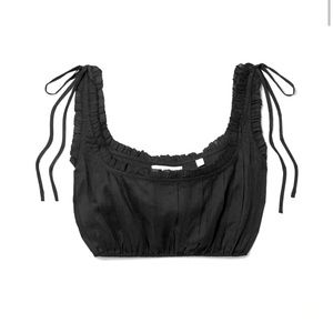 Selling NWT DOEN Renee cropped ruffled pintucked ramie top